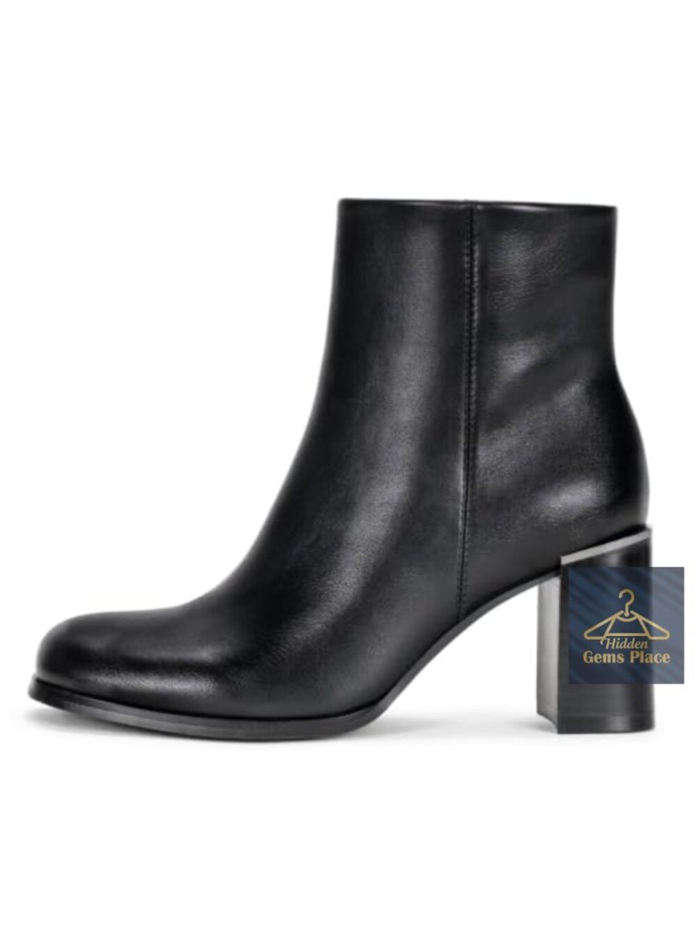 Women's Square Toe Chunky Heel Ankle Boots with Side Zipper Faux Leather
